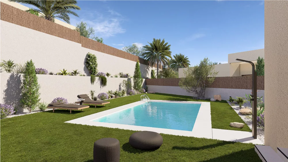 swimming pool garden retama house brezal model murcia spain