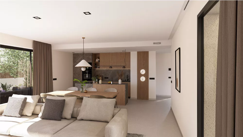 living room with open kitchen at villa alameda altaona