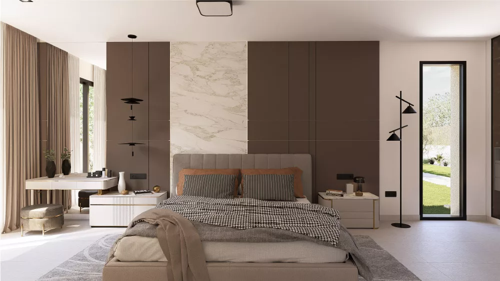 large master bedroom with garden access at villa alameda altaona murcia