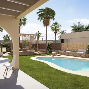 garden, pool and covered terrace