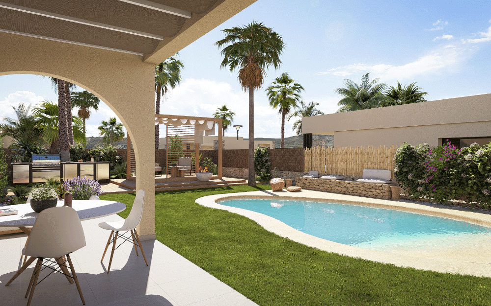 modern house with patio and private pool in Murcia